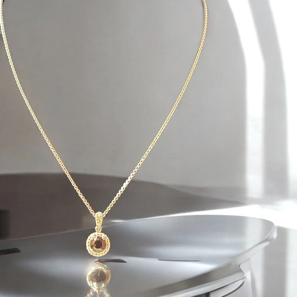 Sterling Silver with Sapphire Halo Pendant Necklace on 18" Rope Chain. - Picture 1 of 5